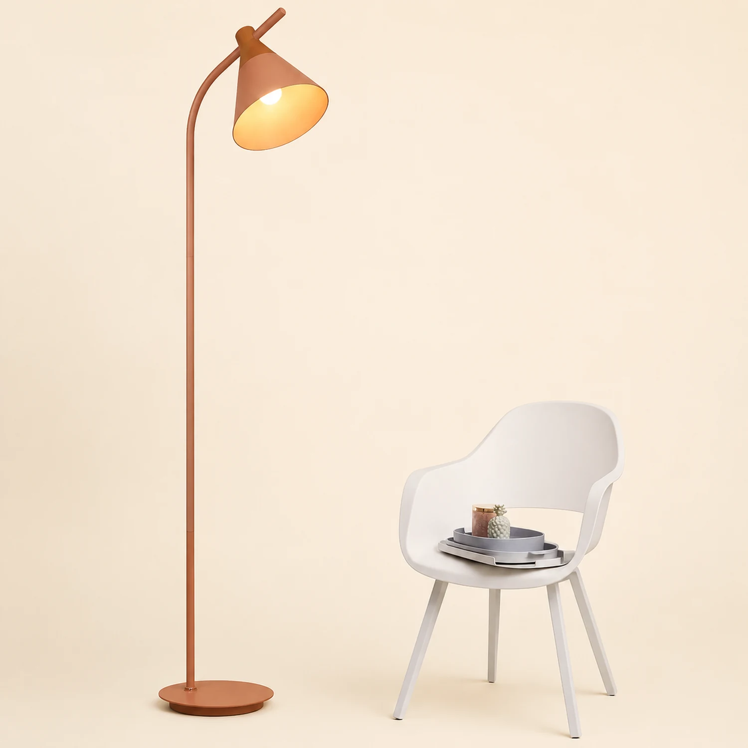 Morandi Floor Lamp, Bedroom & Living Room, Gray & Pink & Yellow, Metal - Lumpaz
