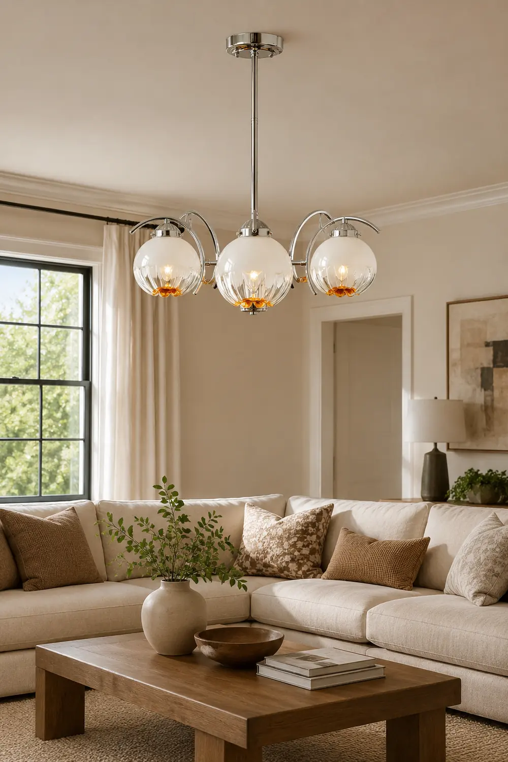 Hailie Pendant Light Gradient Flower Modern, Glass, White, Bedroom - Lumpaz