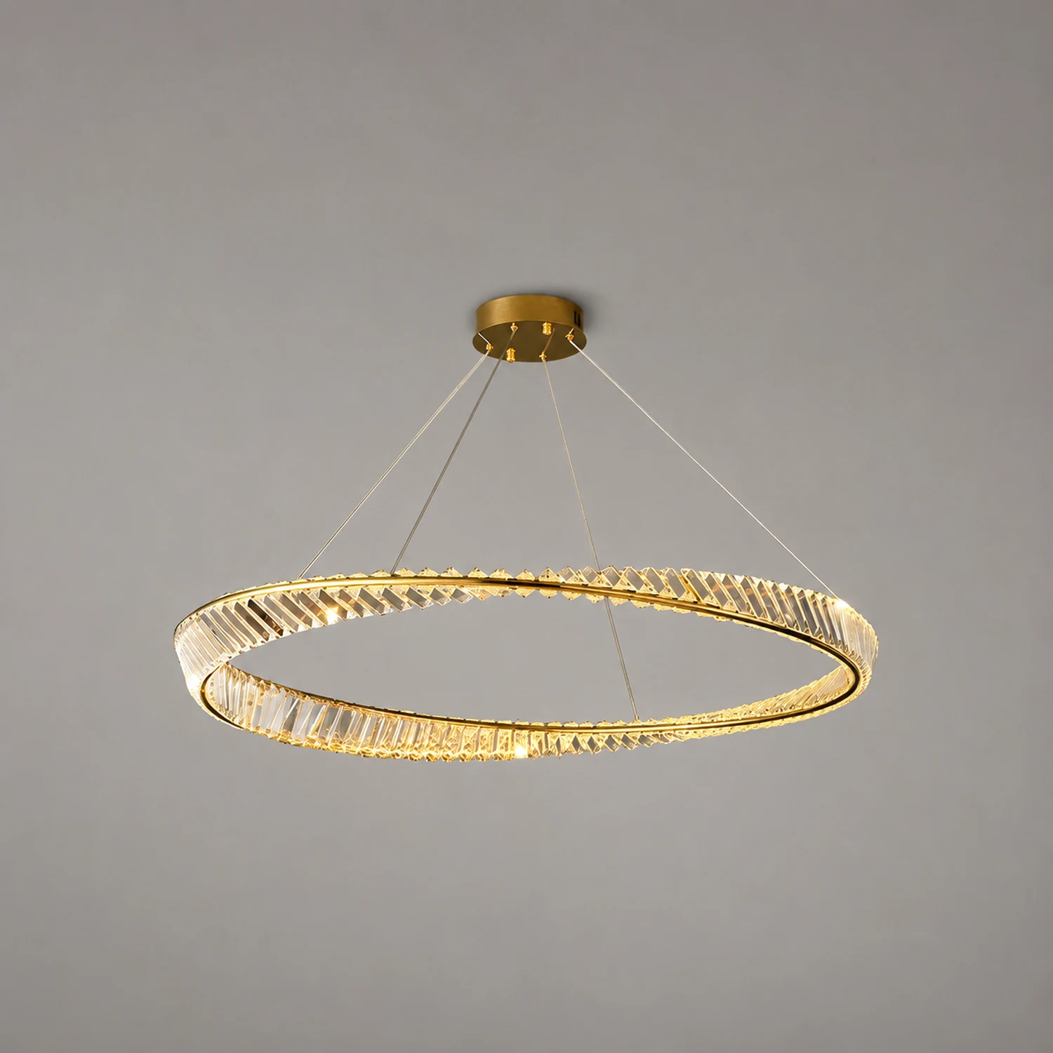 Kirsten Modern Luxury Round Metal/Glass Chandelier, Gold - Lumpaz