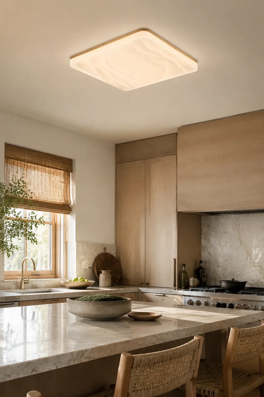 Ozawa LED Geometric Flush Mount Ceiling Light, White - Lumpaz