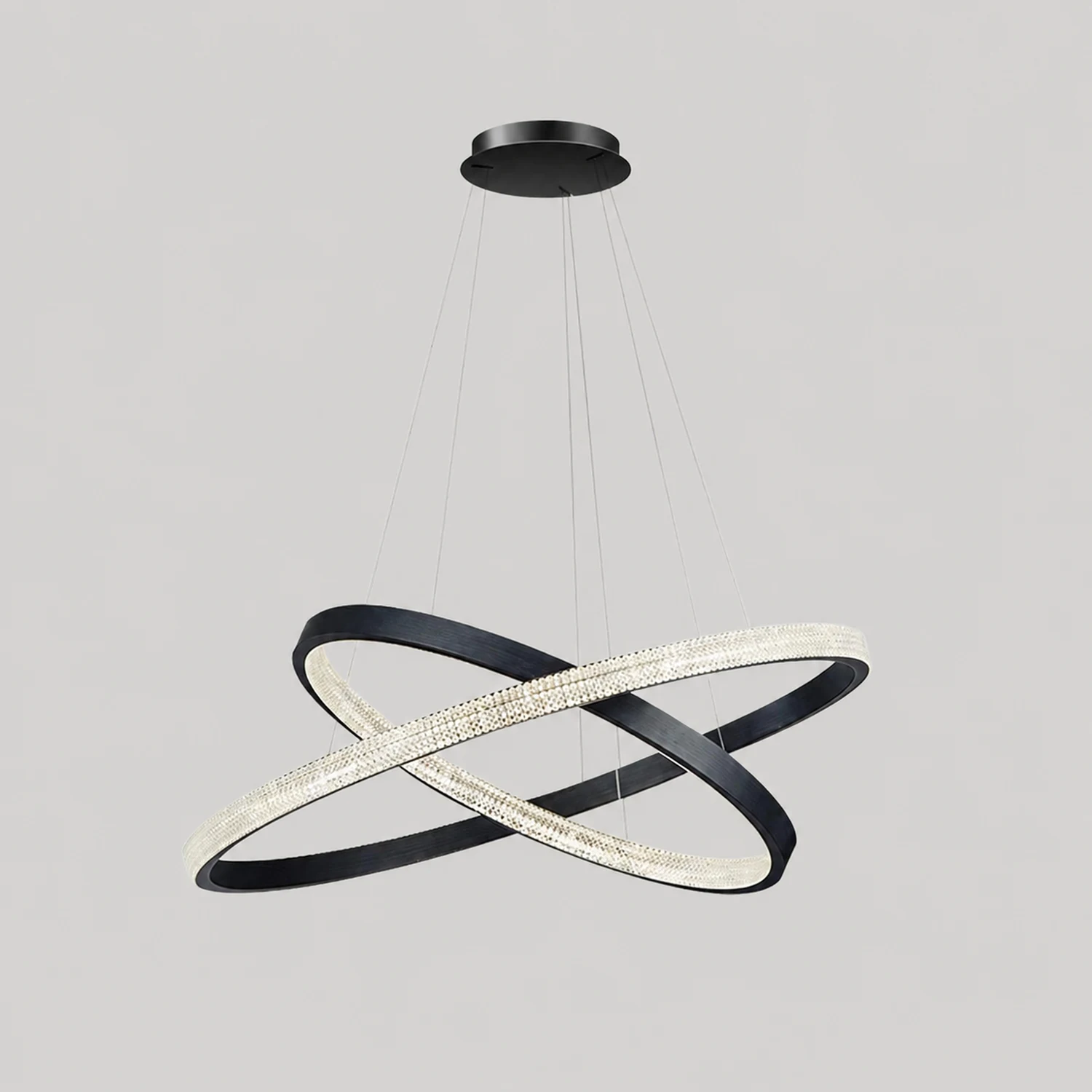 Kirsten Modern Ring Metal/Arcylic LED Pendant Light, Black/Gold - Lumpaz