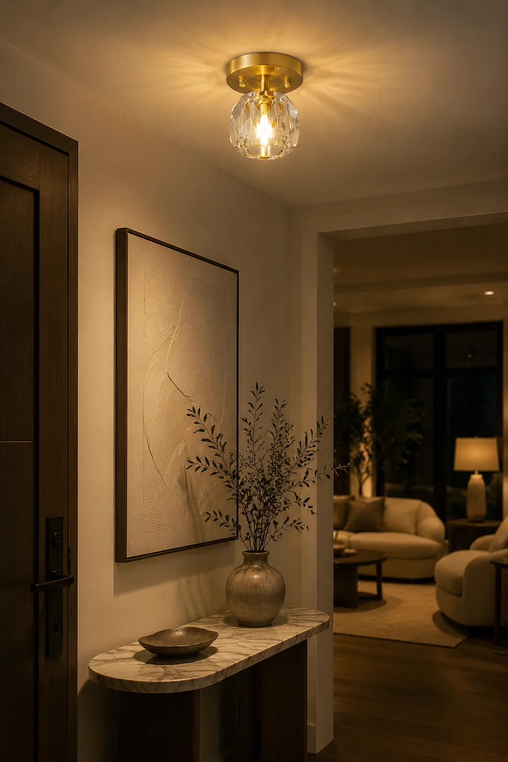 Kirsten Luxury Diamond Metal/Acrylic Flush Mount Ceiling Light, Gold - Lumpaz