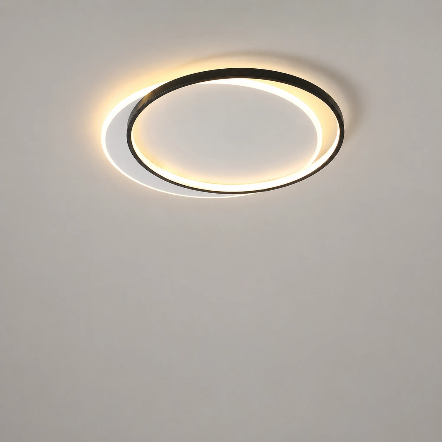 Quinn Modern Square/ Round Flush Mount Ceiling Light, Black with White - Lumpaz