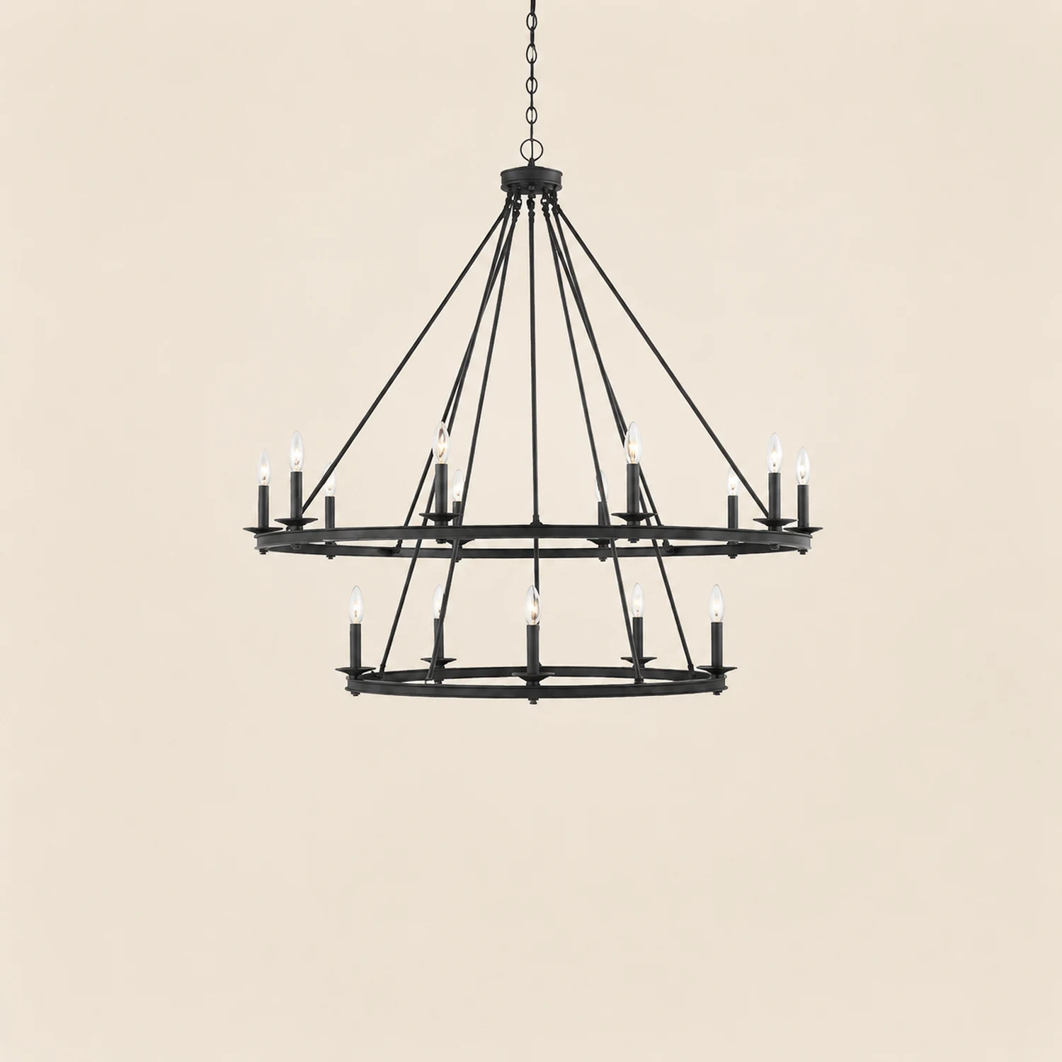 Silva Modern Candles Chandelier Black Metal Living Room/Bedroom - Lumpaz