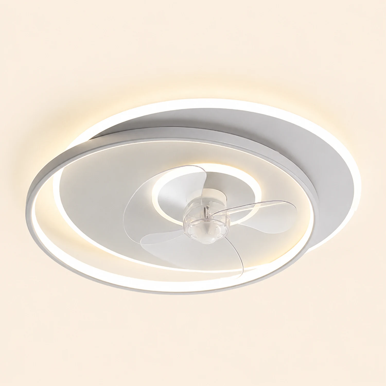 Edge White Ceiling Fan with Light, 8 Style, L 16"/18" - Lumpaz