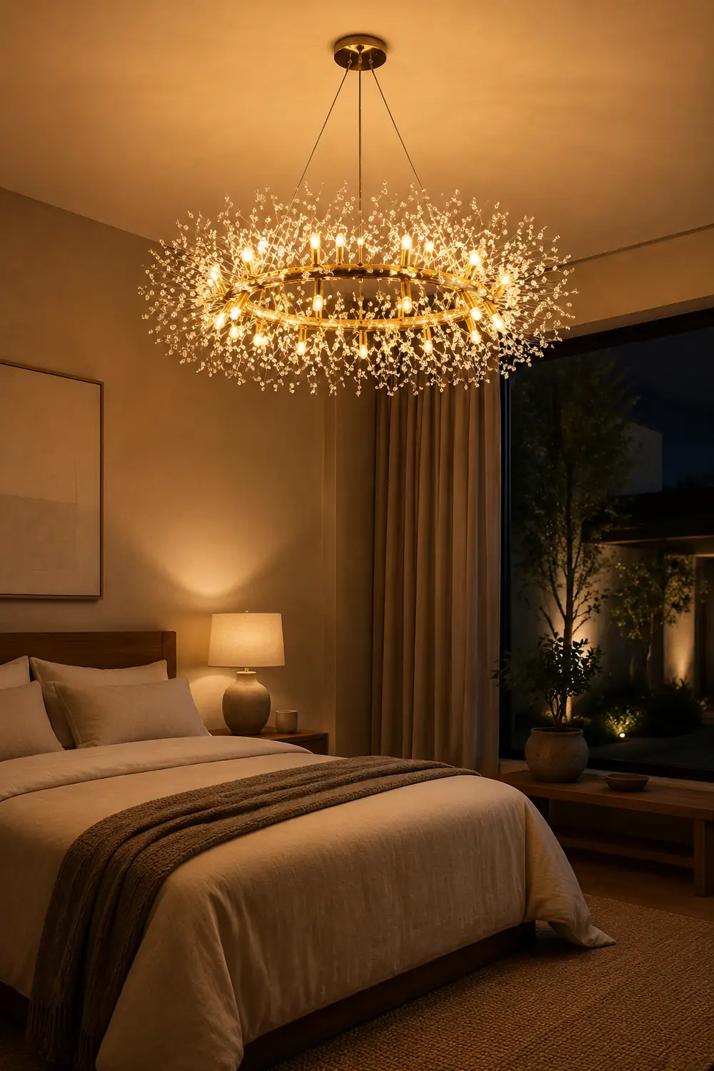 Lili Modern Dandelion LED Pendant Light Gold Metal/Crystal Bedroom/Living Room - Lumpaz