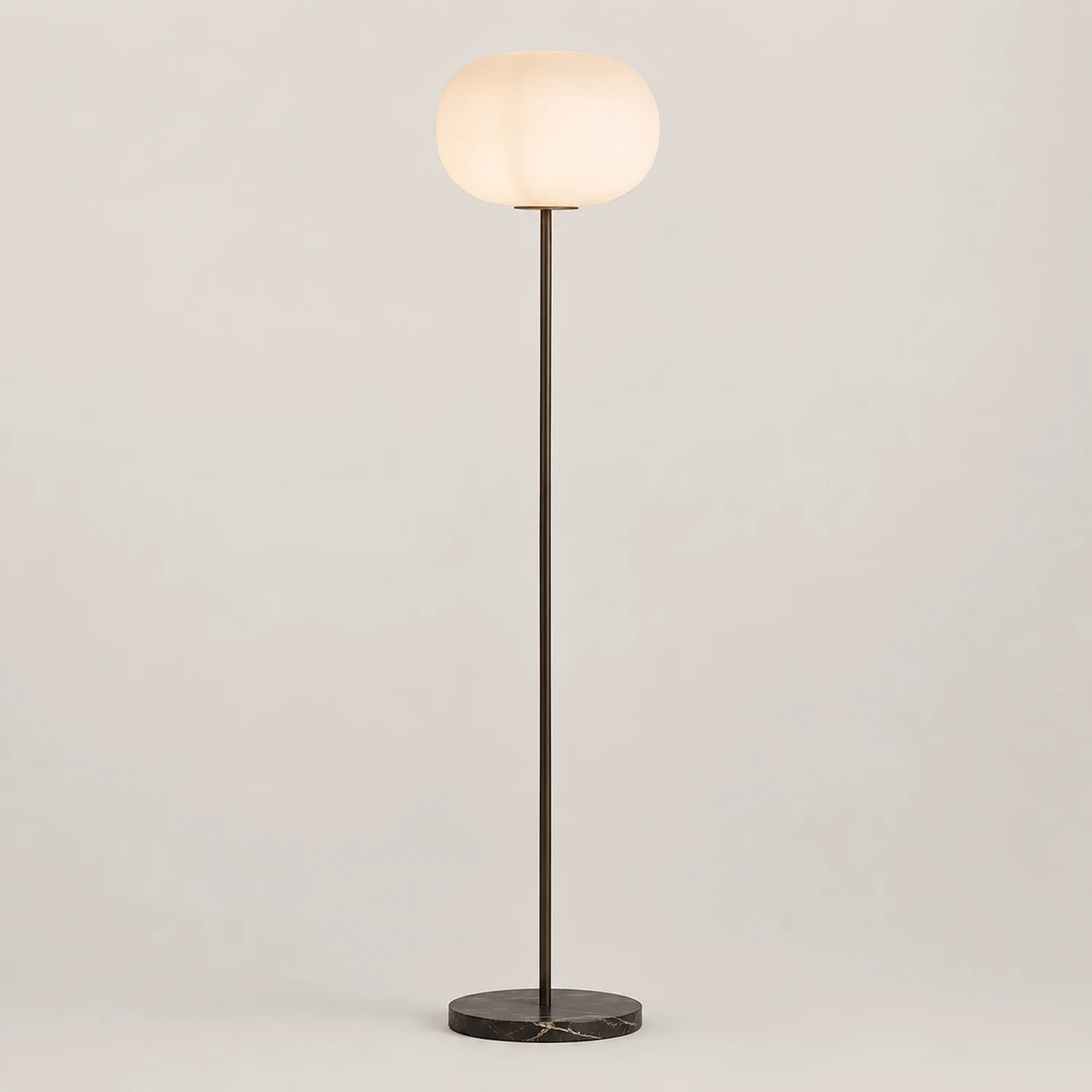 Valentina Modern Globe Metal Marble Floor Lamp, Black/Brass - Lumpaz