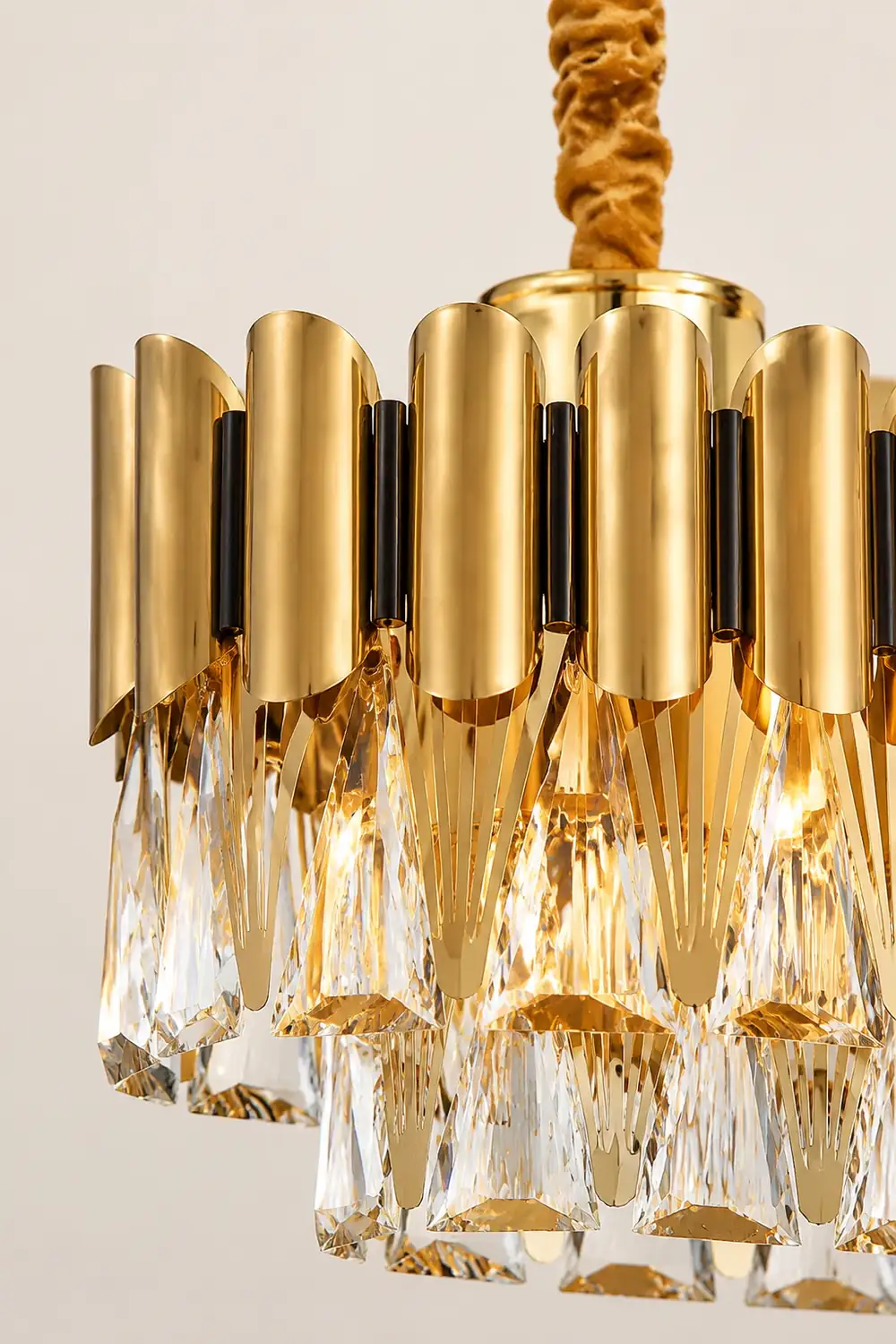 Marilyn Rectangular Luxury Metal Crystal Chandelier, Gold, Small - Lumpaz