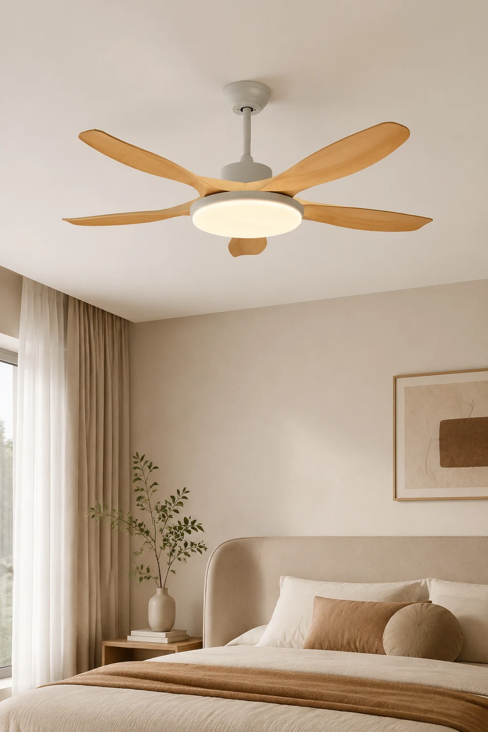 Ozawa 5-Blade Wood DC Ceiling Fan with Light, Summer, 47.2''/51.2''/59.1'' - Lumpaz