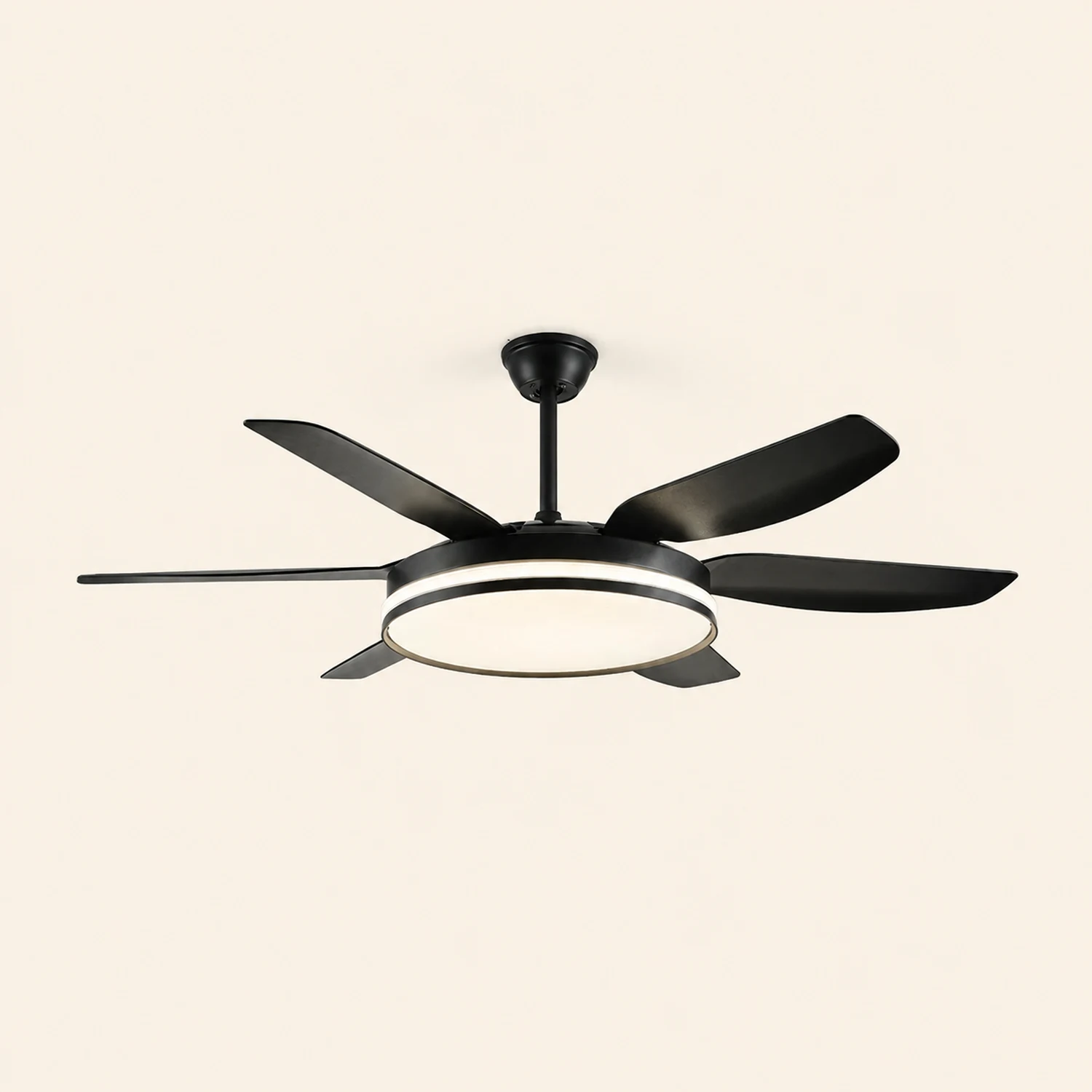 Haydn 6-Blade DC Ceiling Fan with Light, Black & White, 51'' - Lumpaz
