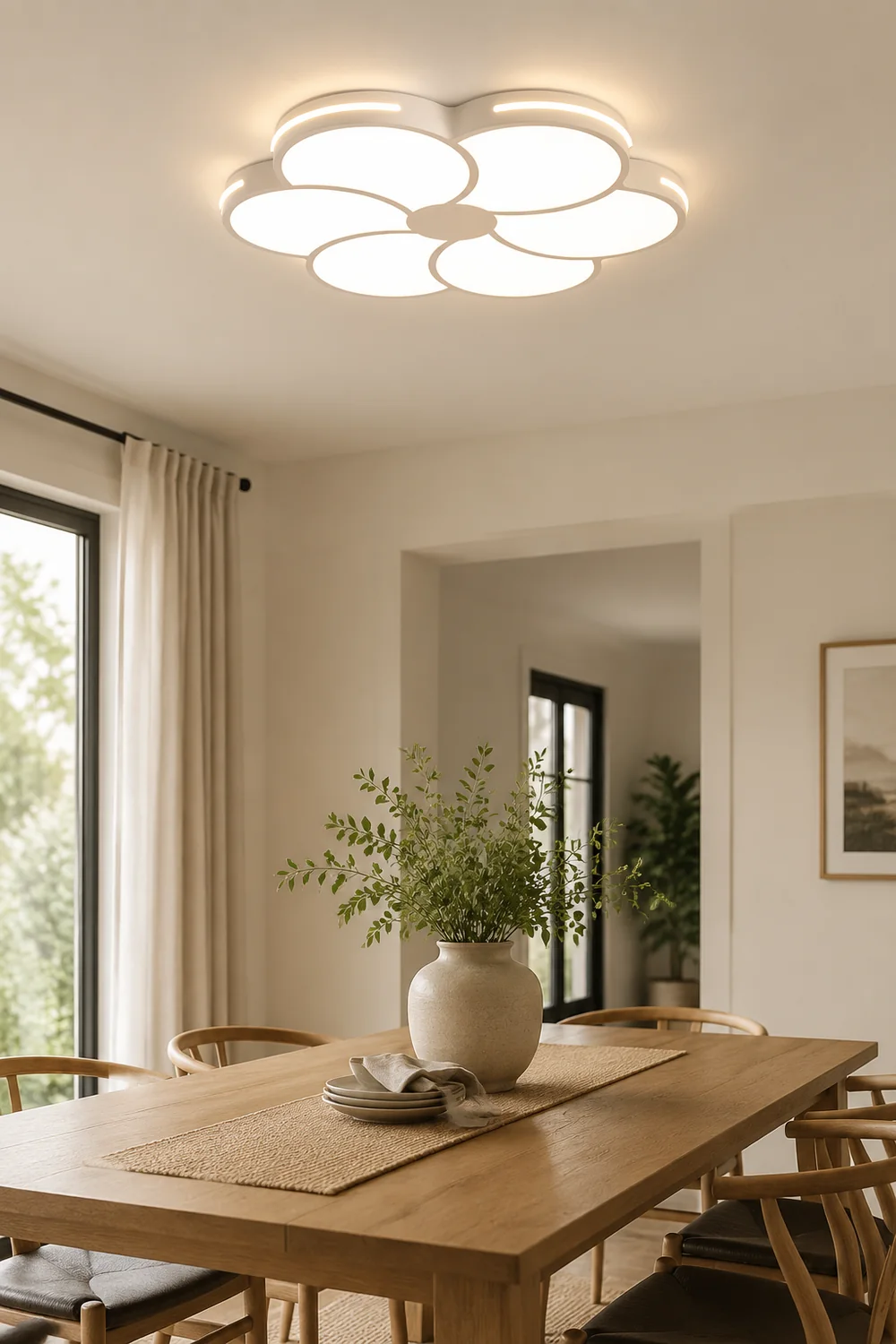 Hana Modern Flower Metal/Acrylic Flush Mount Ceiling Light, White - Lumpaz