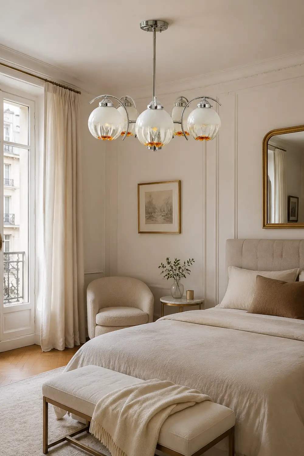 Hailie Pendant Light Gradient Flower Modern, Glass, White, Bedroom - Lumpaz