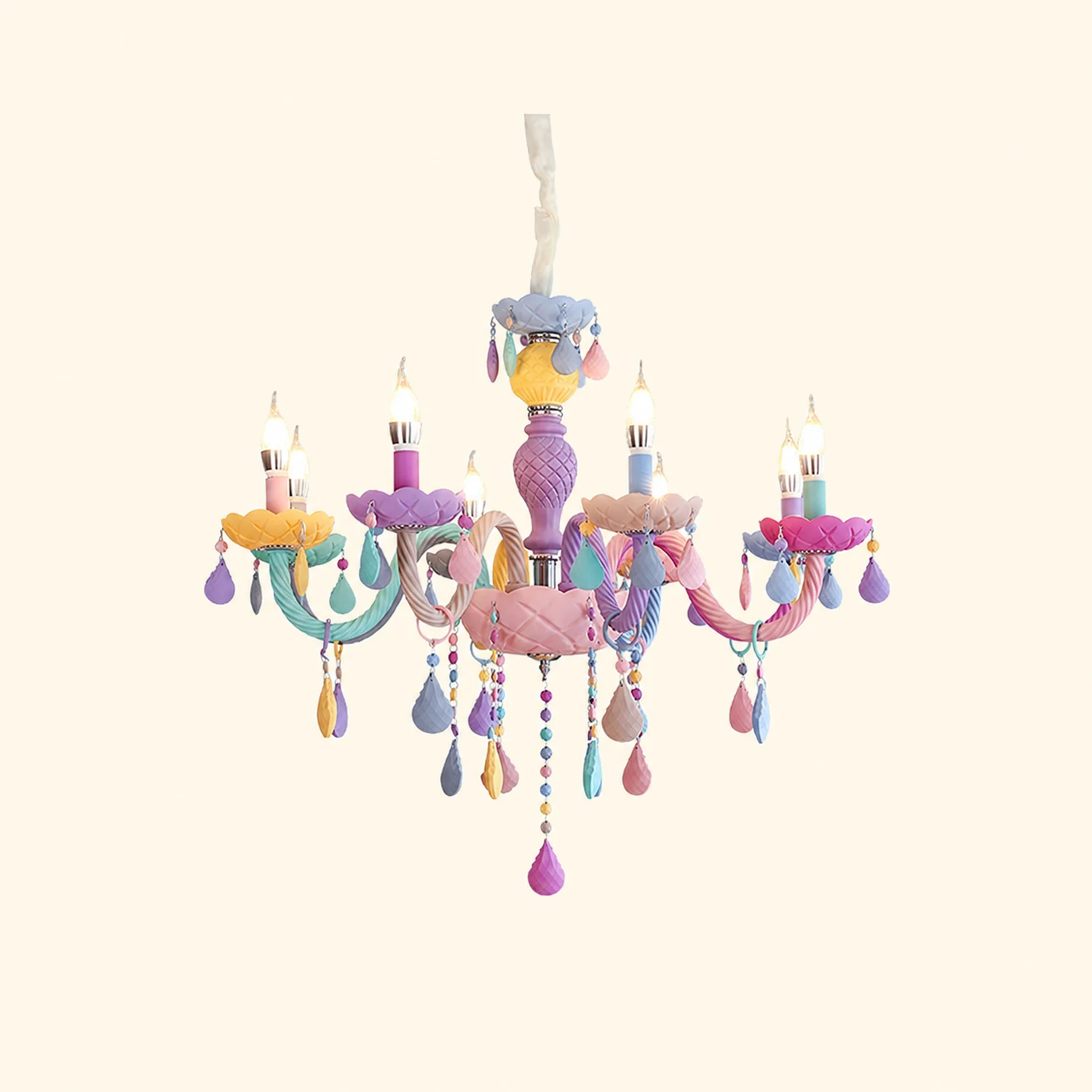 Morandi Modern Metal Colorful Chandelier for Children's Room, Living Room - Lumpaz