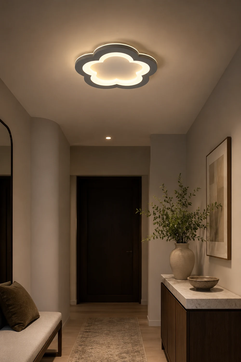 Quinn Modern Flower Metal Flush Mount Ceiling Light, Gray - Lumpaz