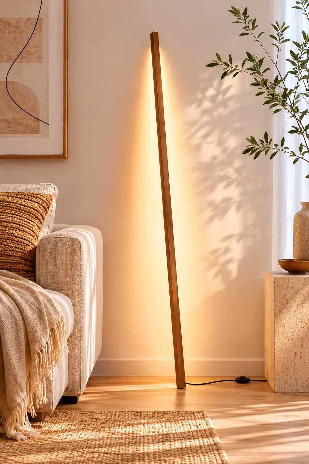 Ozawa Minimalist Linear Wooden 2 Color Floor Lamp - Lumpaz