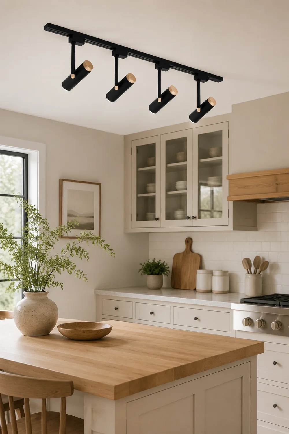Freja Nordic Minimalist Flush Mount Spotlight with Wood Cap, Black/White/Gray - Lumpaz