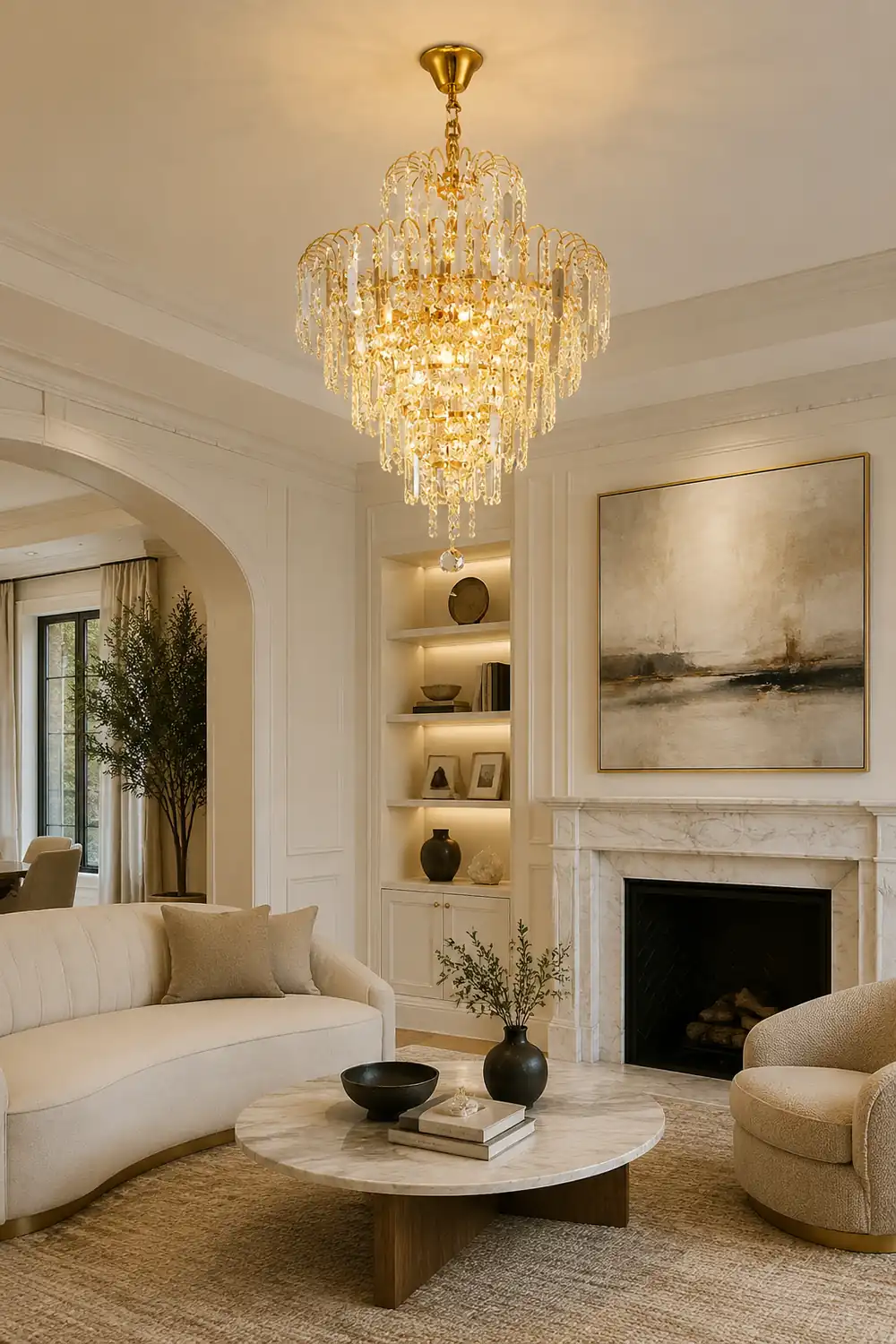 Marilyn Luxury 5 Layers Tassel Crystal Chandelier Gold - Lumpaz
