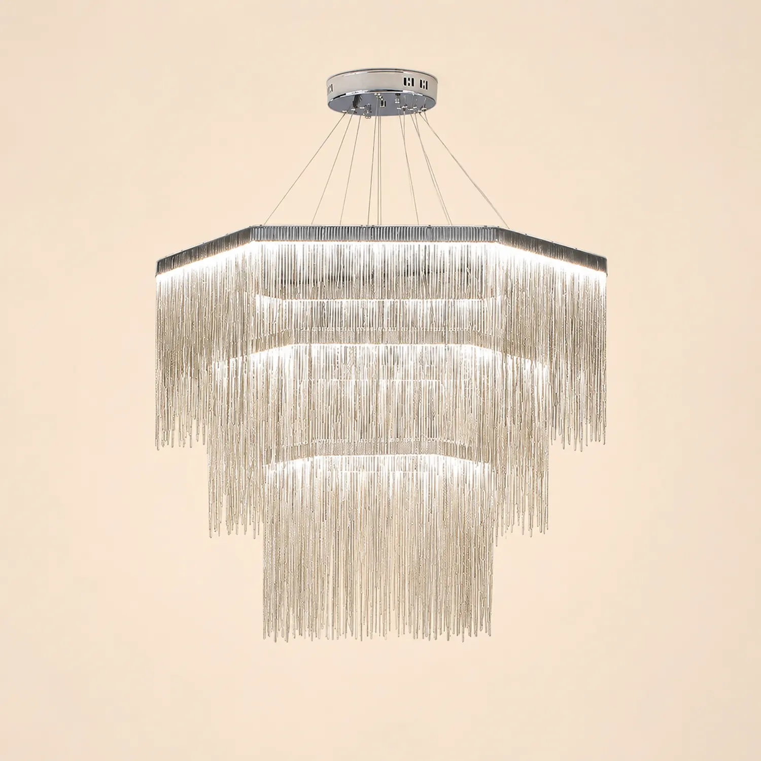 Colon Pendant Light Tassel Luxury, Chain Metal, Gold/Silver, Living Room - Lumpaz