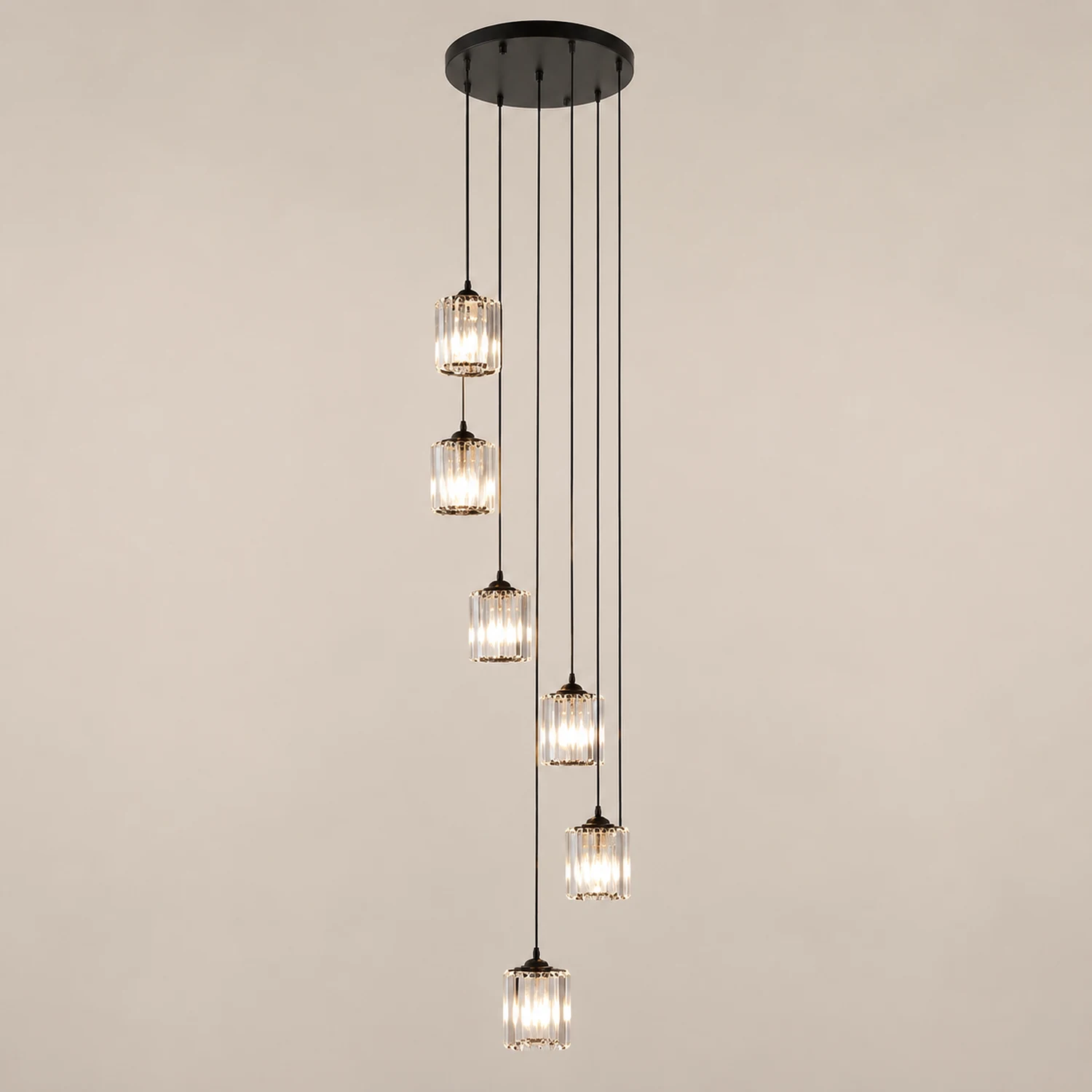 Kristy Modern Minimalist Metal/Glass Chandelier Black Living Room - Lumpaz