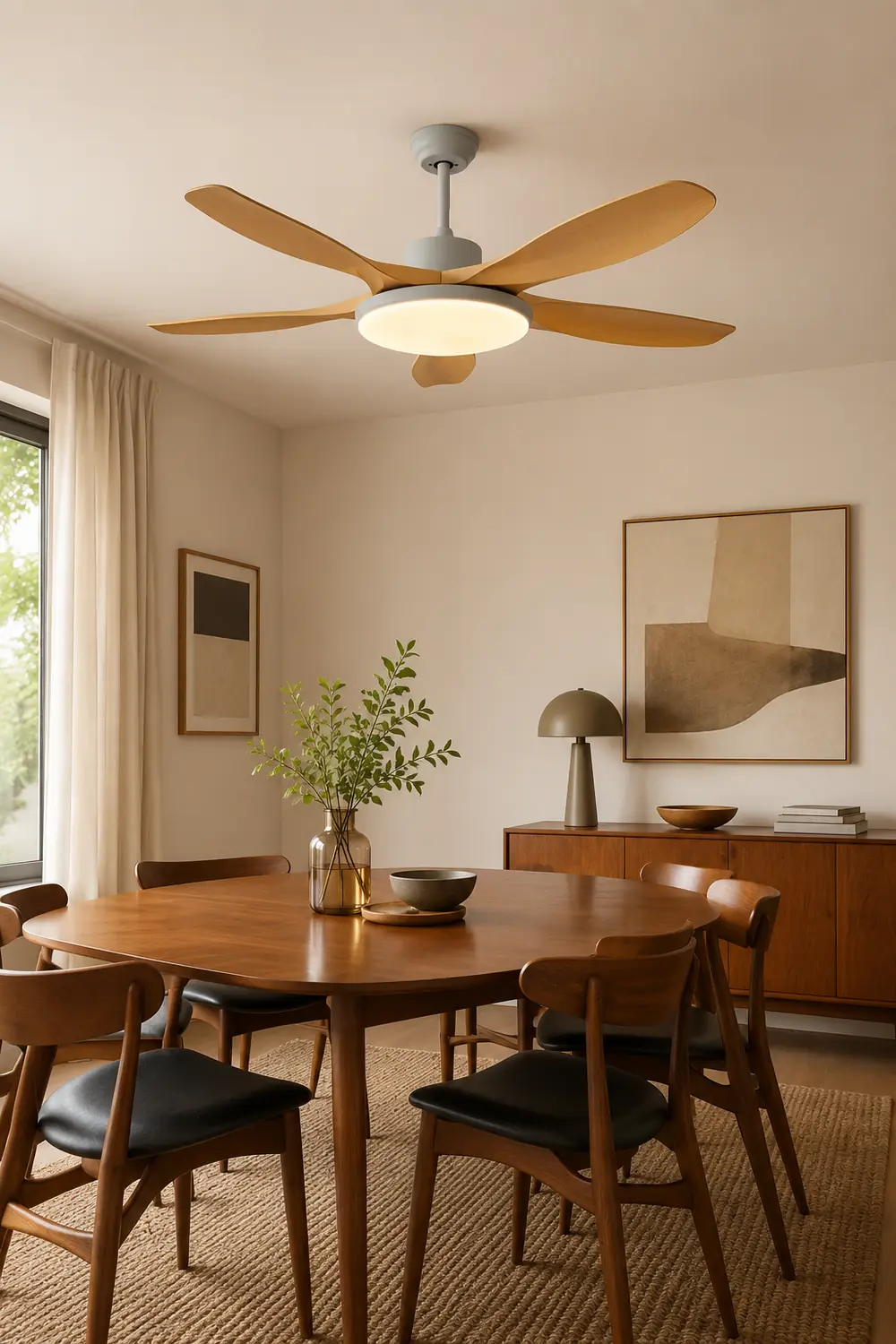 Ozawa 5-Blade Wood DC Ceiling Fan with Light, Summer, 47.2''/51.2''/59.1'' - Lumpaz