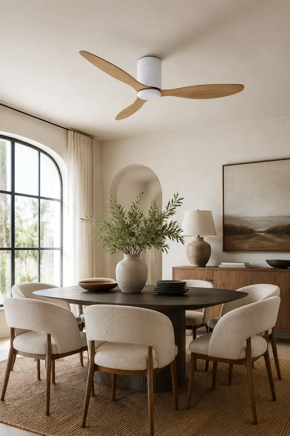 Walters Minimalist 3-Blade DC Ceiling Fan, White & Black, 51'' - Lumpaz