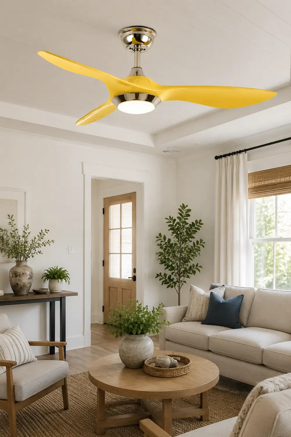 Garner 3-Blade Black & Yellow Ceiling Fan with Light, DIA 52'' - Lumpaz