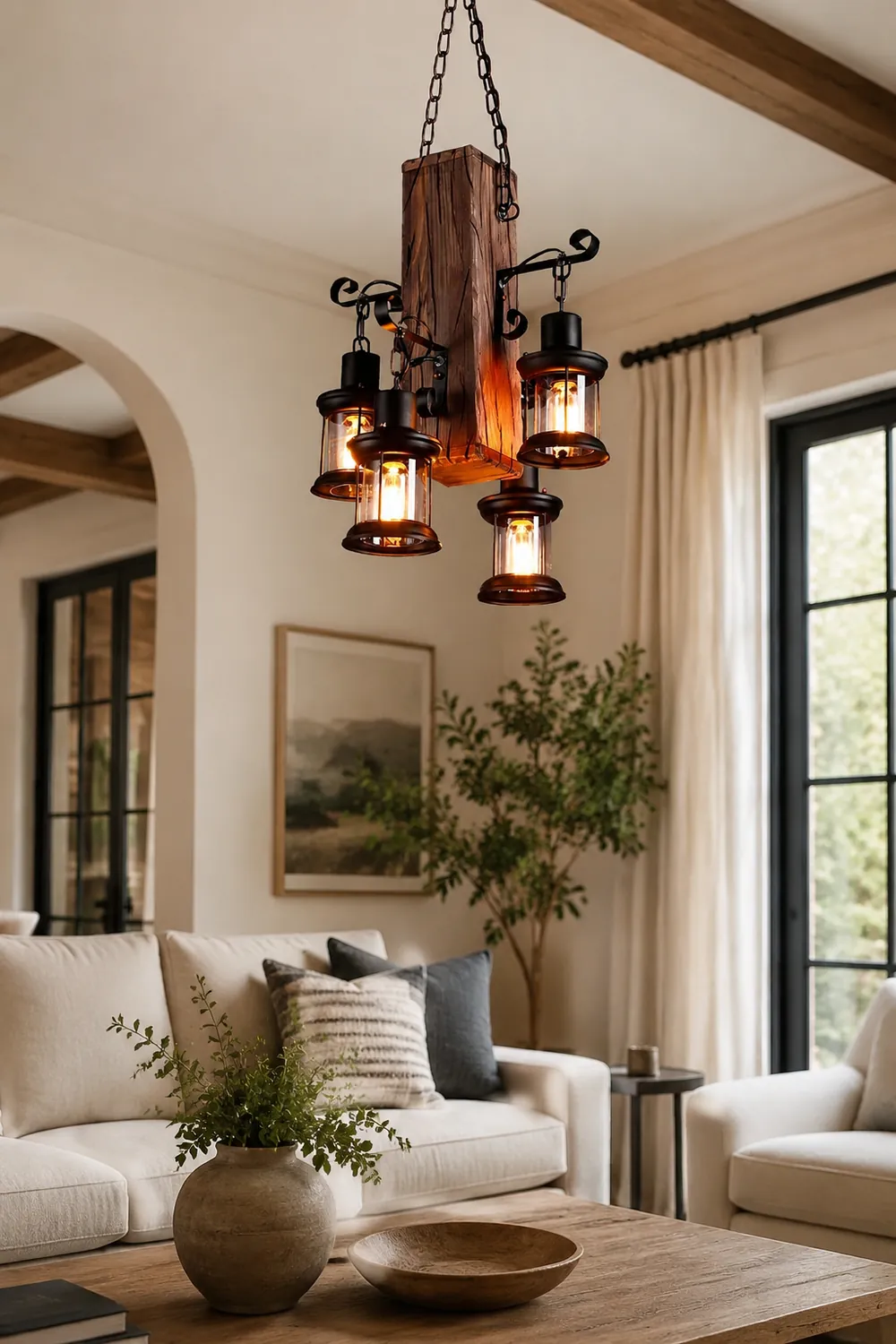 Austin Industrial Lantern Glass/Metal Pendant Light, Black - Lumpaz