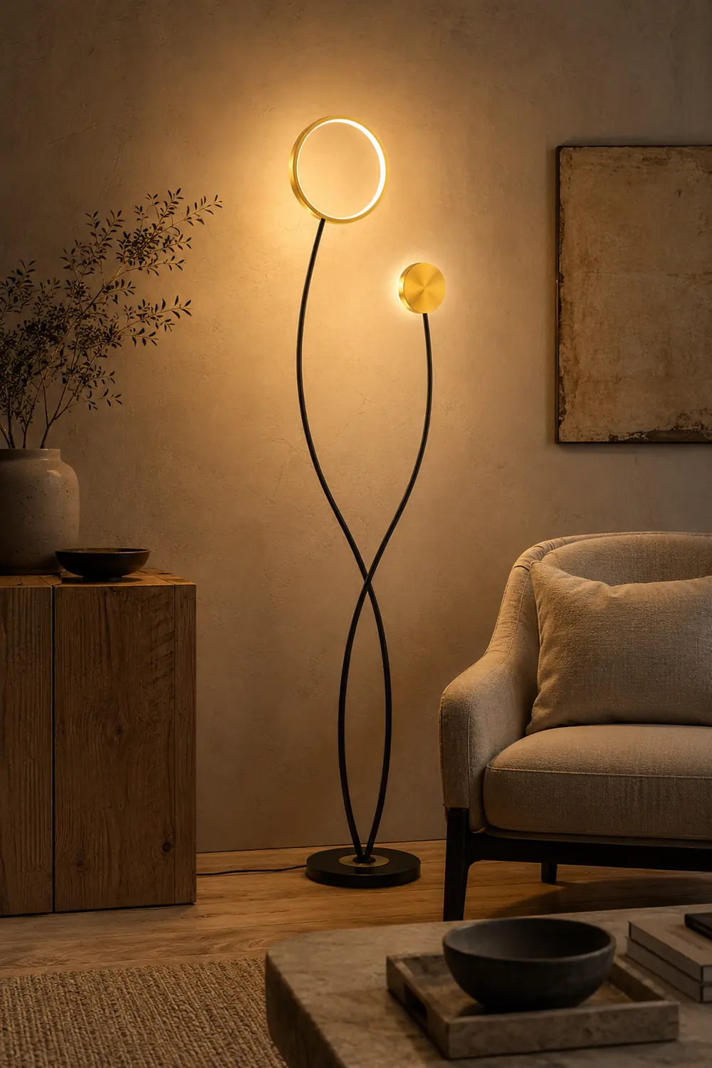 Modern Wave Double Head Metal Acrylic Floor Lamp - Lumpaz