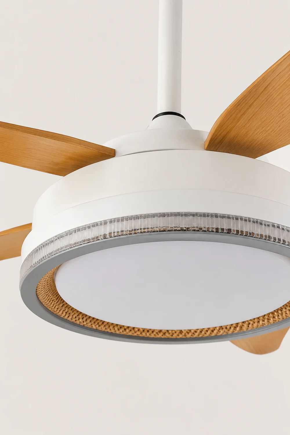 Haydn 6-Blade DC Ceiling Fan with Light, White & Wood - Lumpaz