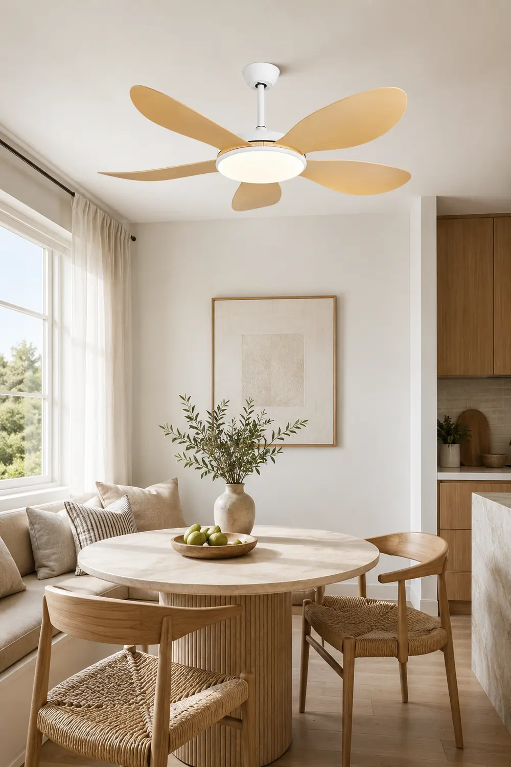 Ozawa 5-Blade Modern Wood DC Ceiling Fan with Light, 47.2''/51.2'' - Lumpaz