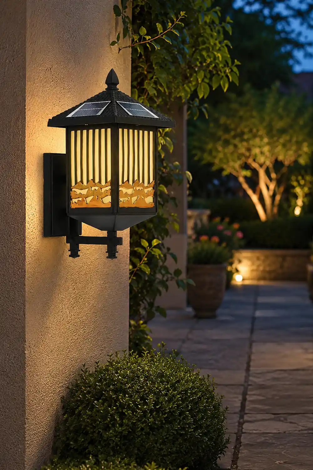 Retro Waterproof LED Black Modern Solar Wall Lights Outdoor Wall Sconce - Lumpaz