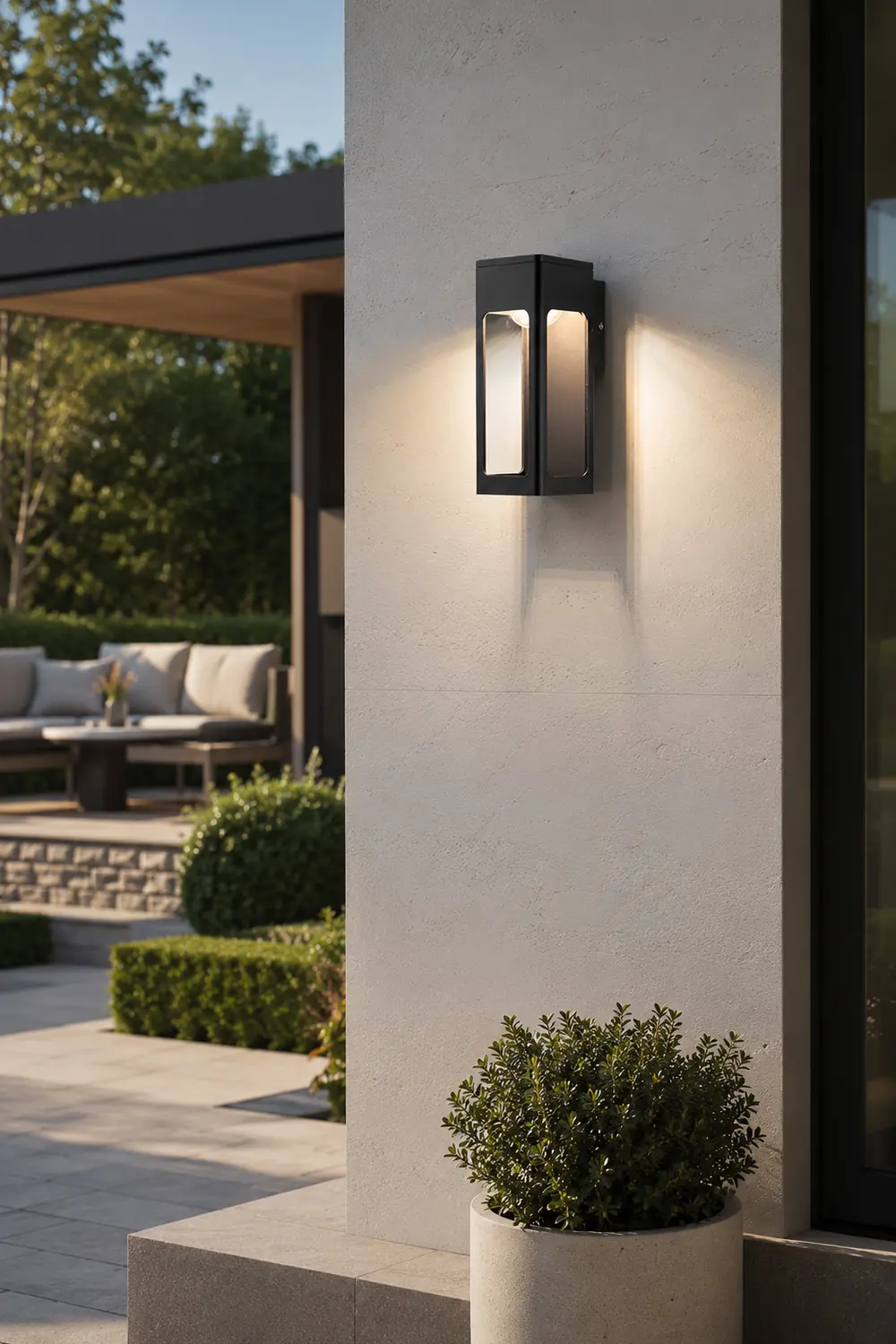 Rectangular IP65 LED Black Modern Outdoor Wall Sconce - Lumpaz