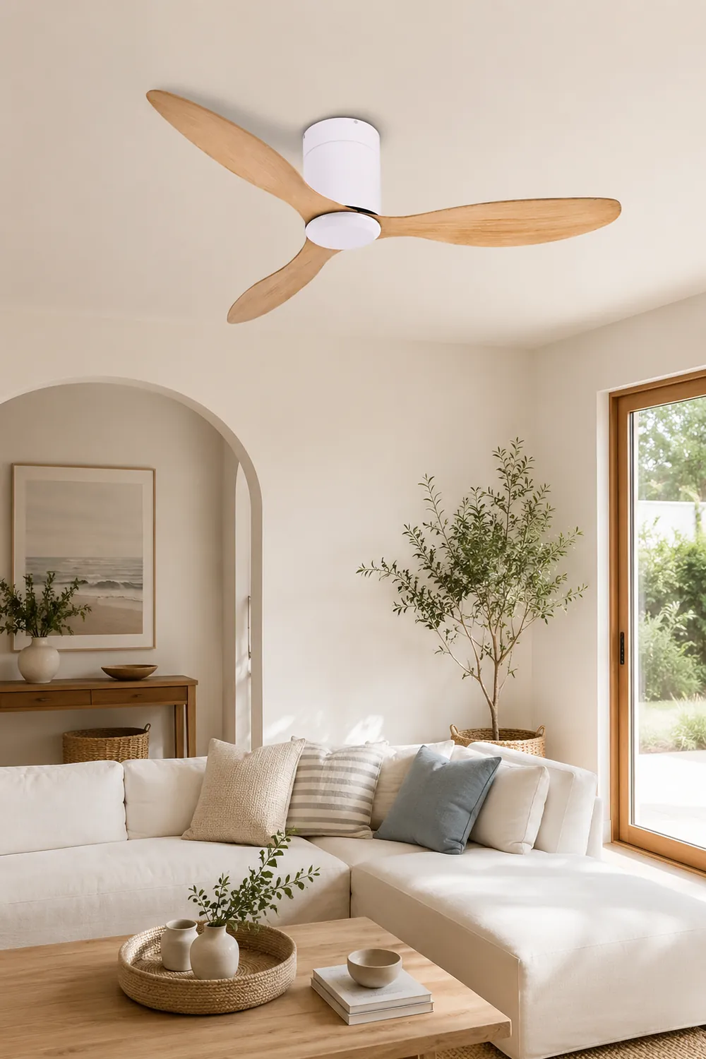Walters Minimalist 3-Blade DC Ceiling Fan, White & Black, 51'' - Lumpaz