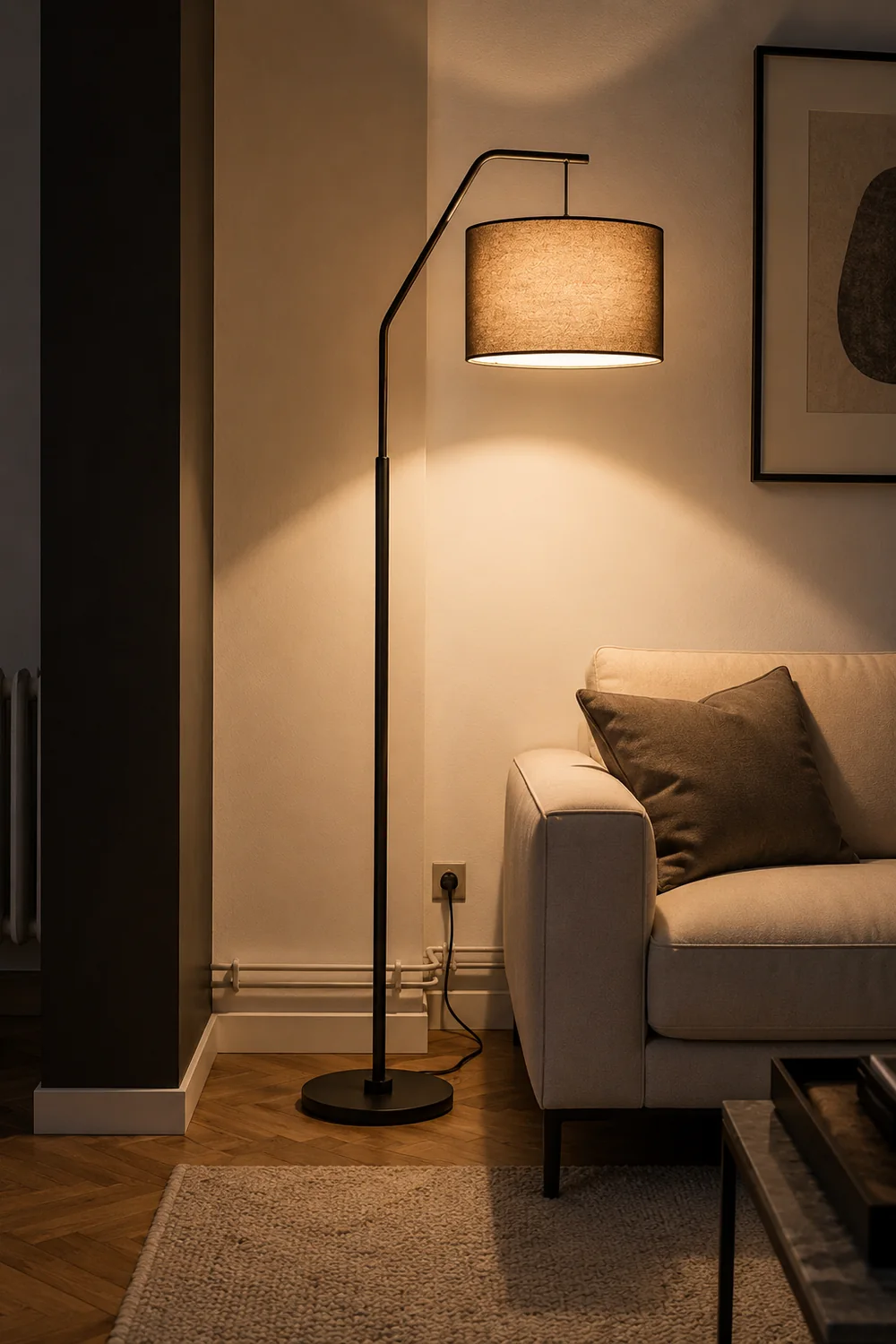 Eryn Cylinder Shape Floor Lamp, Over Arching Floor Lamp, Unique - Lumpaz