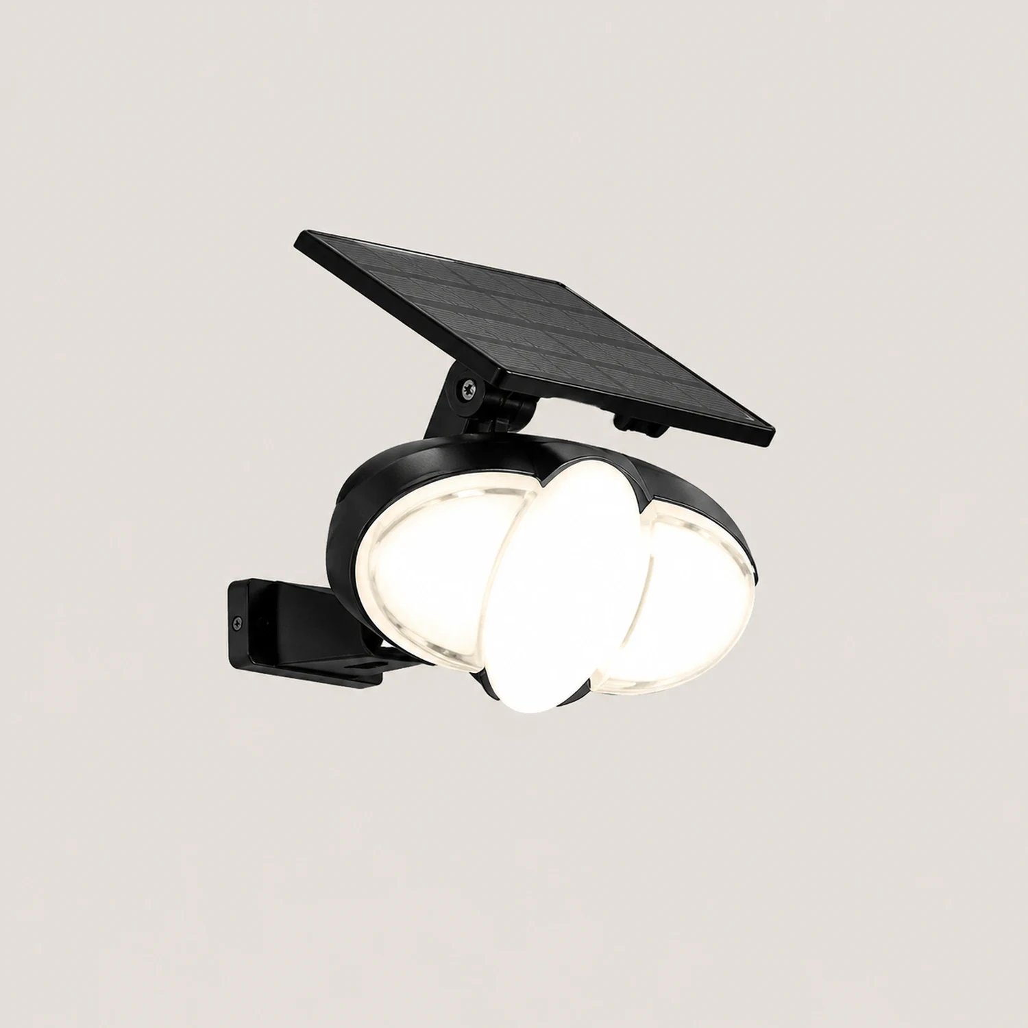 Solar Motion Security Light 3-Head Outdoor LED Wall Fixture with Motion Sensor - Lumpaz