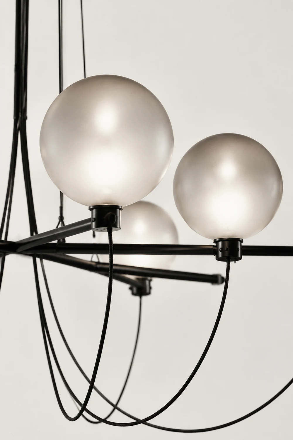 Valentina Nordic Modern Glass Ball Chandelier, Smoke Gray/Blue - Lumpaz