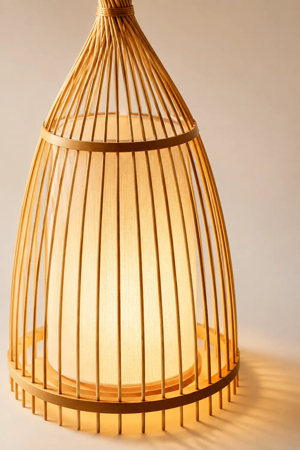 Ozawa Rustic Bottle Standing Floor Lamp, Rattan/Fabric, Bedroom - Lumpaz
