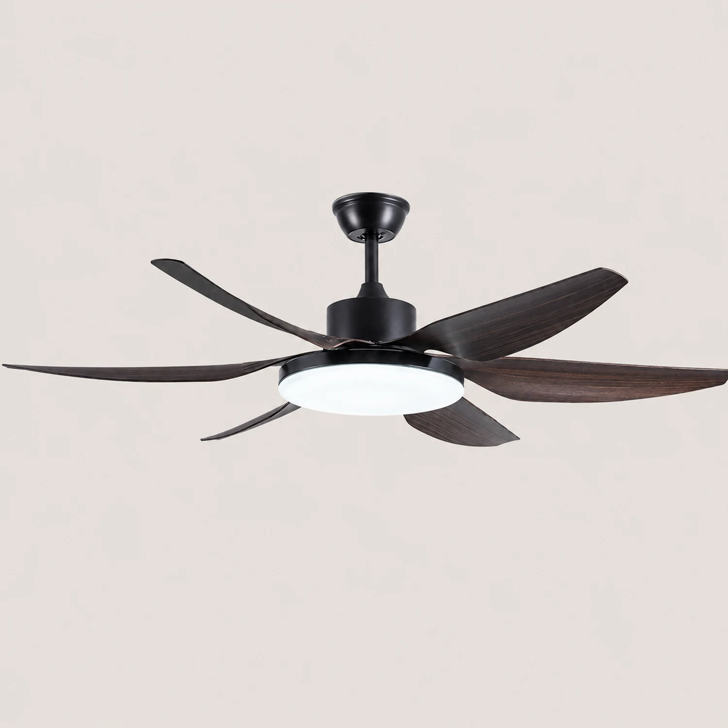 Haydn Basic Modern 6-Blade DC Ceiling Fan with Light, Black & White, 51'' - Lumpaz