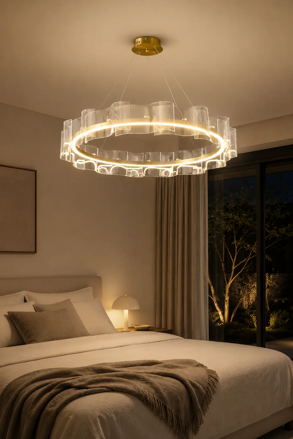 Evette Creative Ring Metal/Arcylic Pendant Light, Gold - Lumpaz