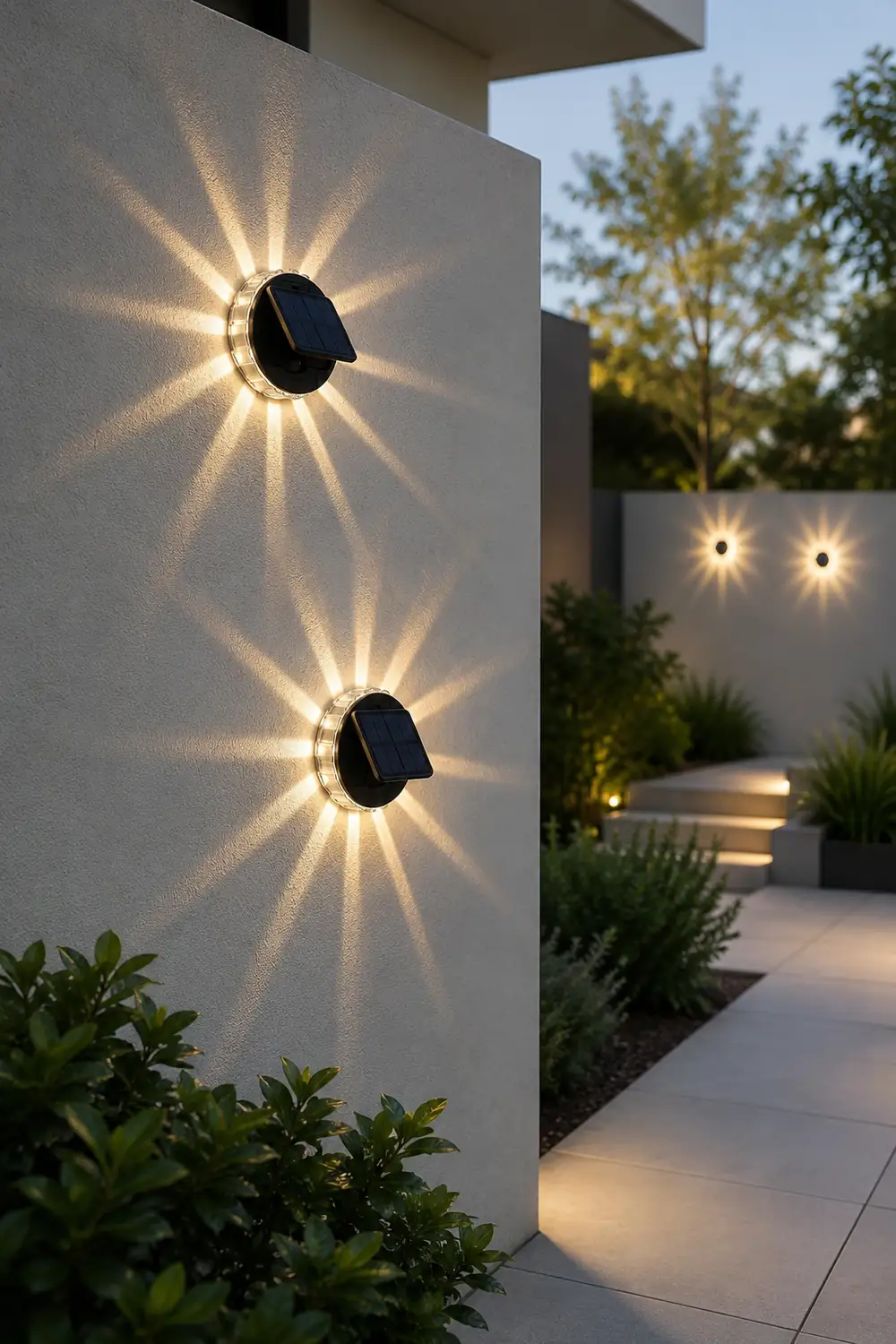 Round 9 LED Solar Petal Wall Light 3 Mode with Remote Outdoor Wall Sconce Lamp Waterproof Wall Mount Lighting - Lumpaz