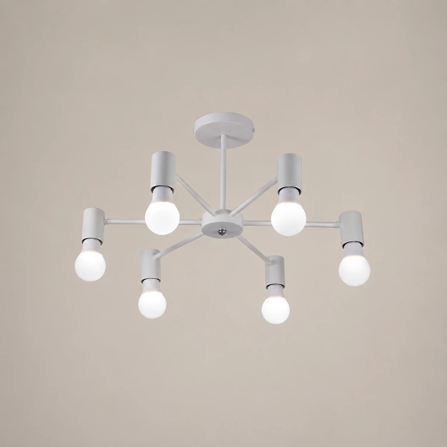 Valentina Industrial Semi Metal Flush Mount Ceiling Light, Black/White, Living Room - Lumpaz