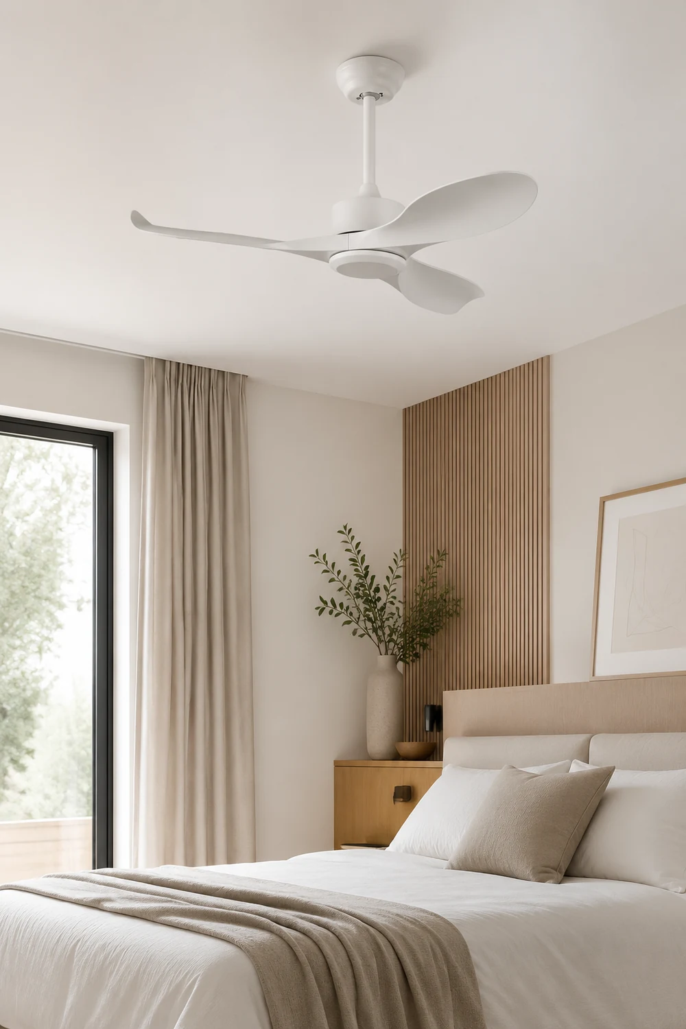 Haydn 3-Blade Modern DC Ceiling Fan, Black & White, 42''/52'' - Lumpaz