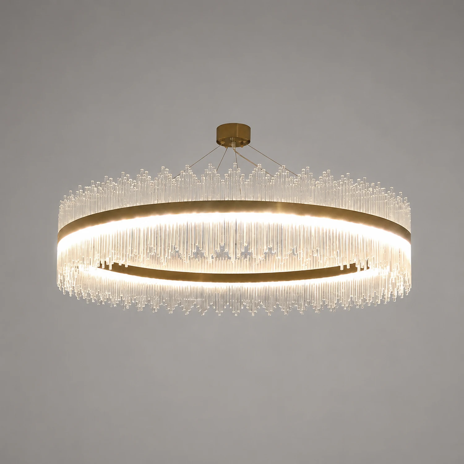 Marilyn Modern Round/Rectangular Chain Chandelier, Gold - Lumpaz