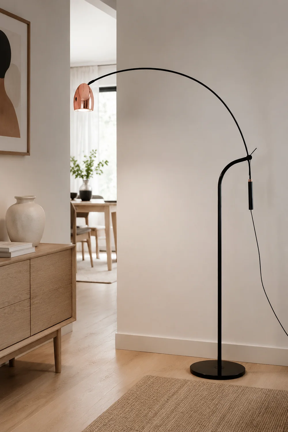Cooley Artistic Minimalist Arc Floor Lamp, Rose Gold - Lumpaz