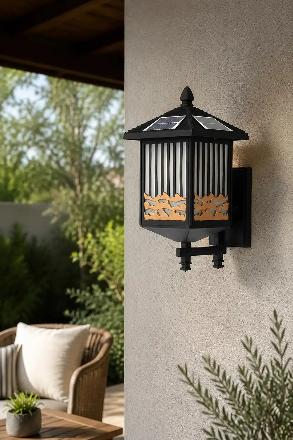 Retro Waterproof LED Black Modern Solar Wall Lights Outdoor Wall Sconce - Lumpaz