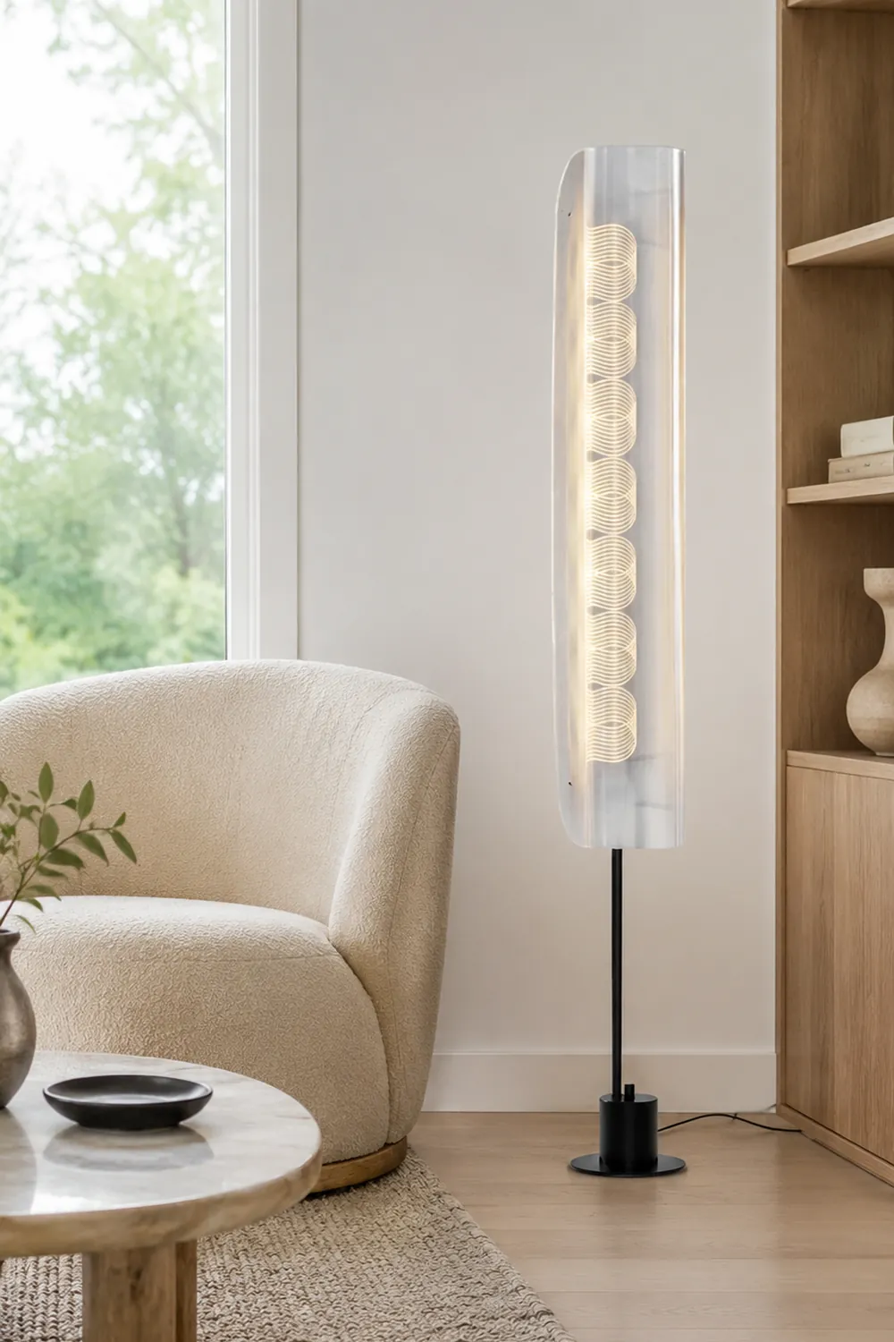 Salgado Nordic Minimalistic White Floor Lamp, Metal & Acrylic - Lumpaz
