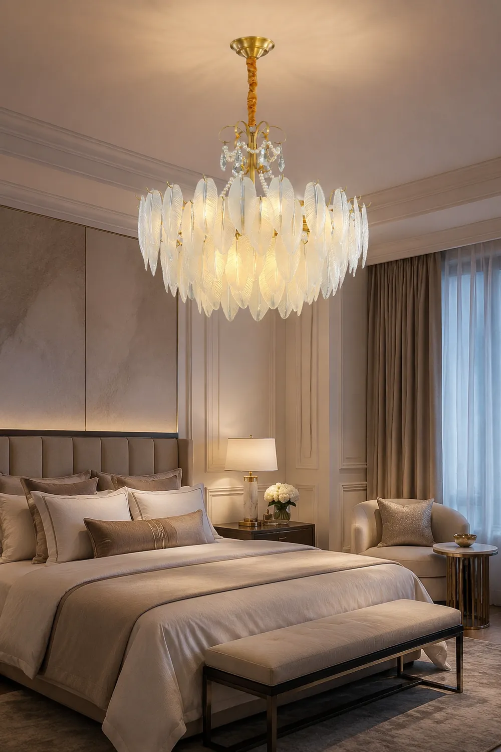 Kirsten Elegant Pearl/Glass/Metal Chandelier, White - Lumpaz