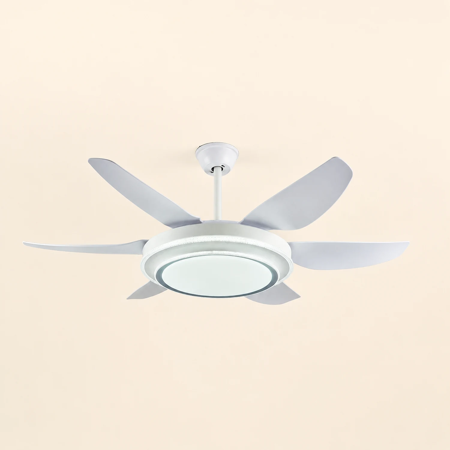 Haydn 6-Blade  Modern Basic  DC Ceiling Fan with Light, White, 51'' - Lumpaz