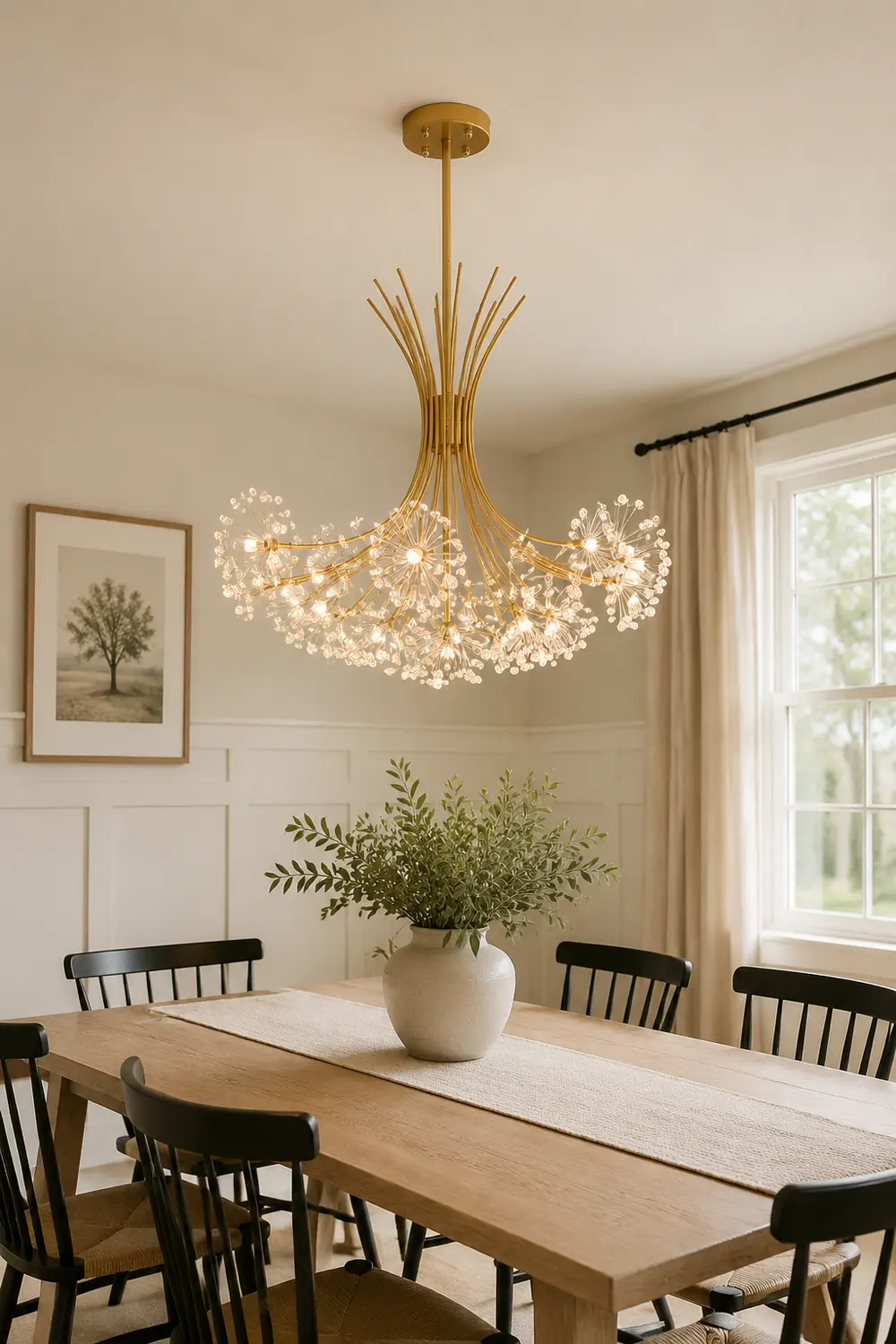 Lily Modern Art Deco Crystal Sputnik Chandelier, Black/Gold - Lumpaz