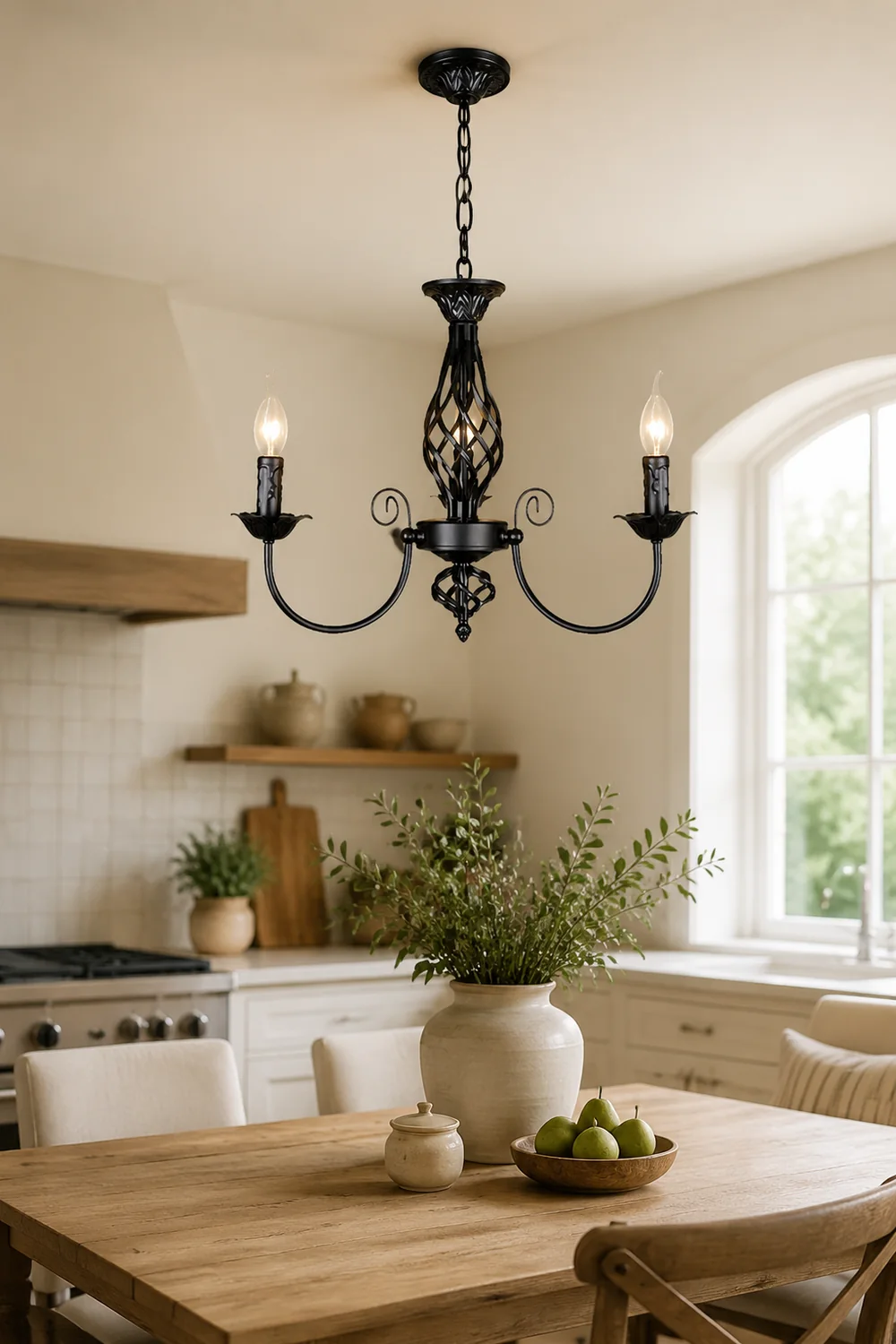 Silva Pendant Light Candle Retro, Metal/Glass, Black/White, Restaurant - Lumpaz